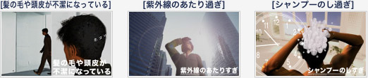 髪の毛や頭皮が不潔になっている 紫外線のあたり過ぎ シャンプーのし過ぎ